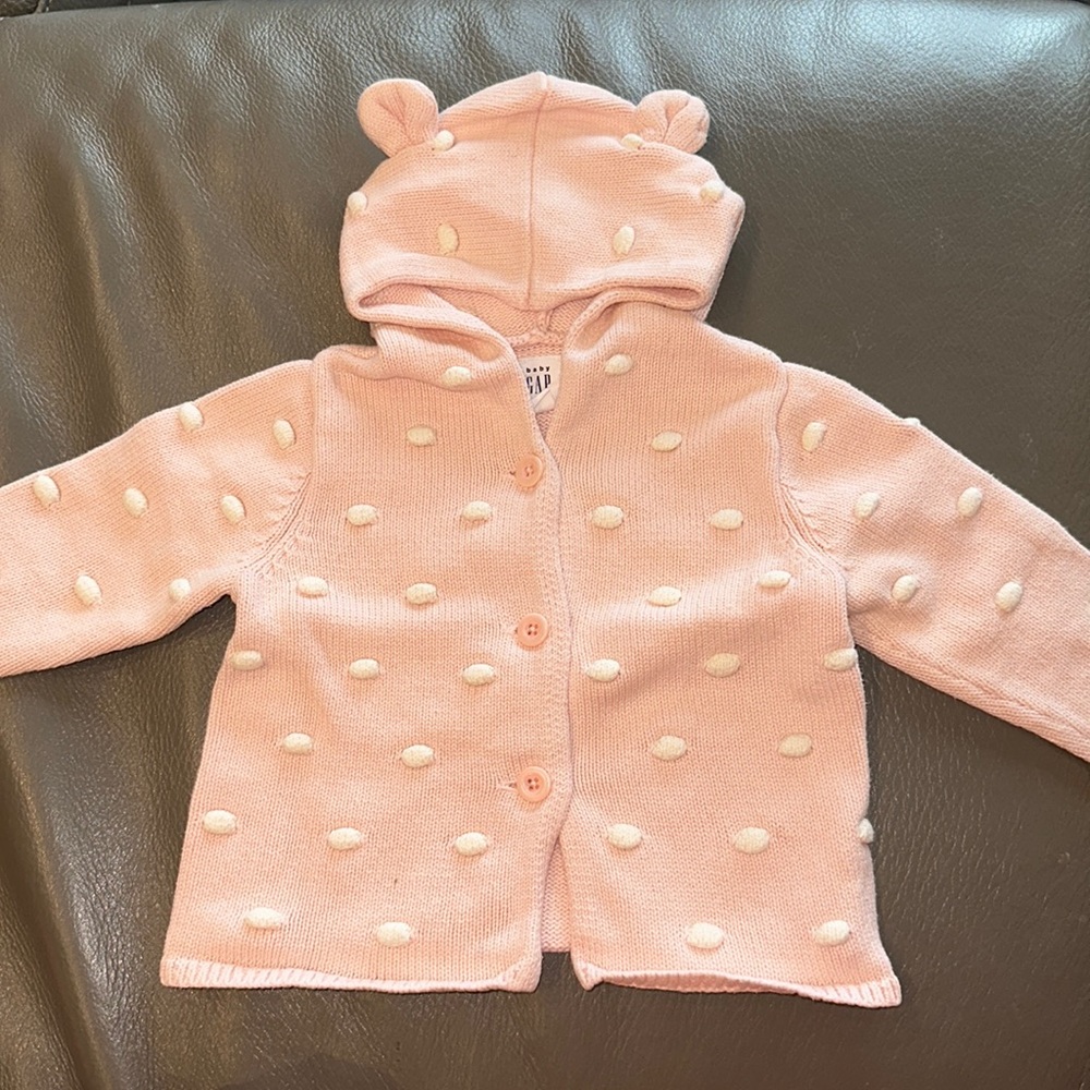 Baby Gap polka dot animal ears button down hooded sweater.